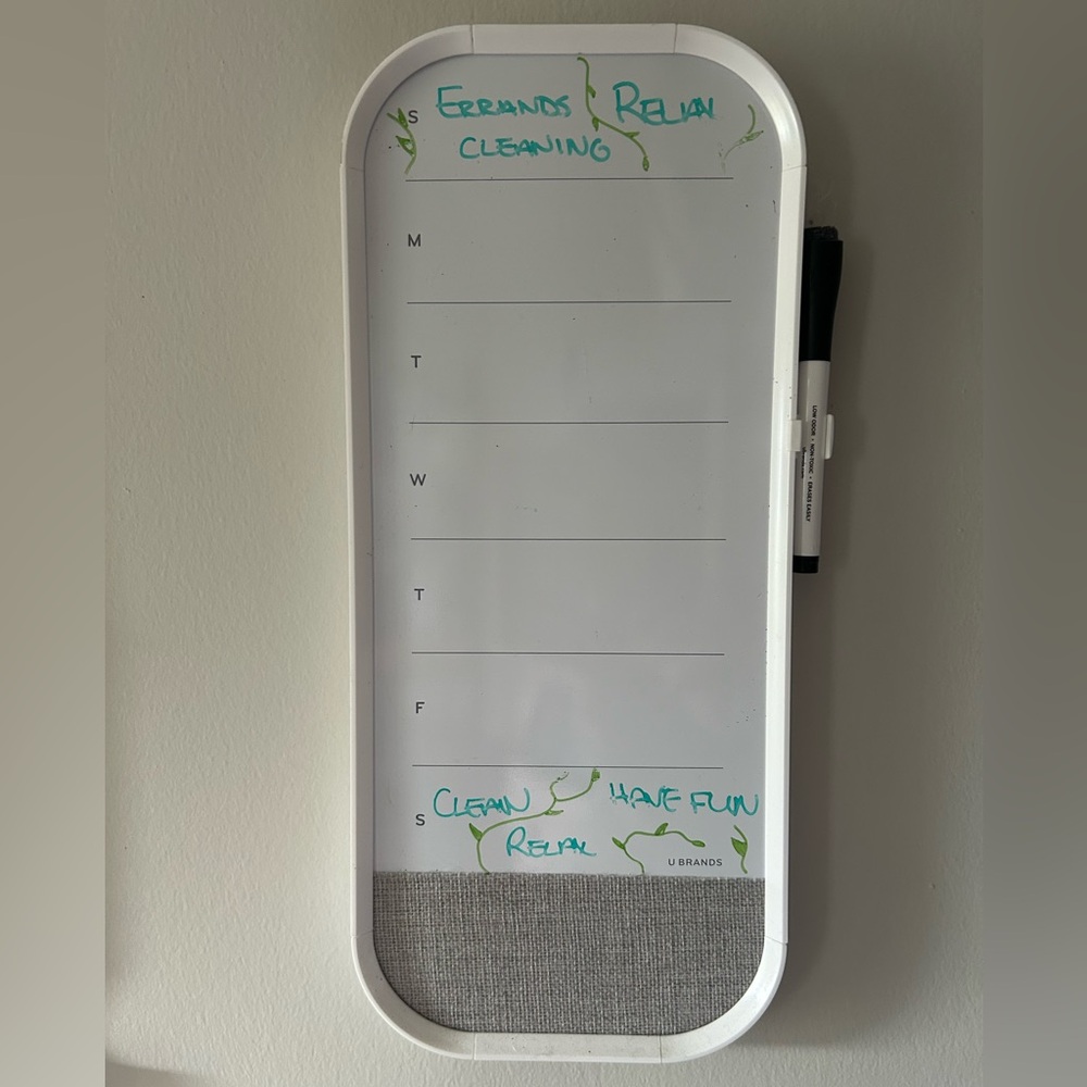U Brands White Weekly Dry Erase Board with cork board